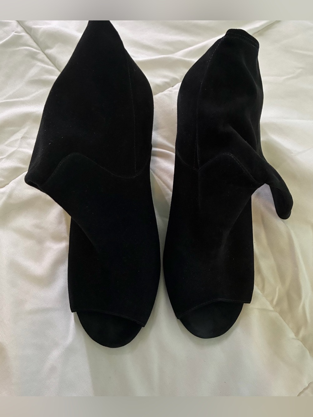 Michael Kors Elaine Black Suede Peep Toe Heeled Boots Size 8 - Picture 6 of 6